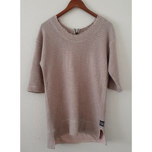 Diesel Nude Metallic Knit Back Zip Tunic Sweater
